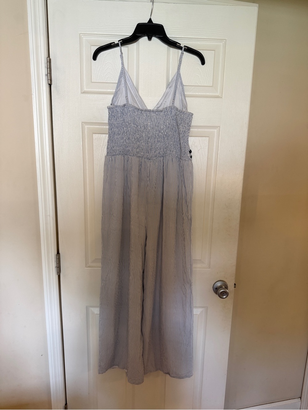 Japna Light Blue and Navy Striped Spaghetti Strap Jumpsuit - Picture 5 of 8